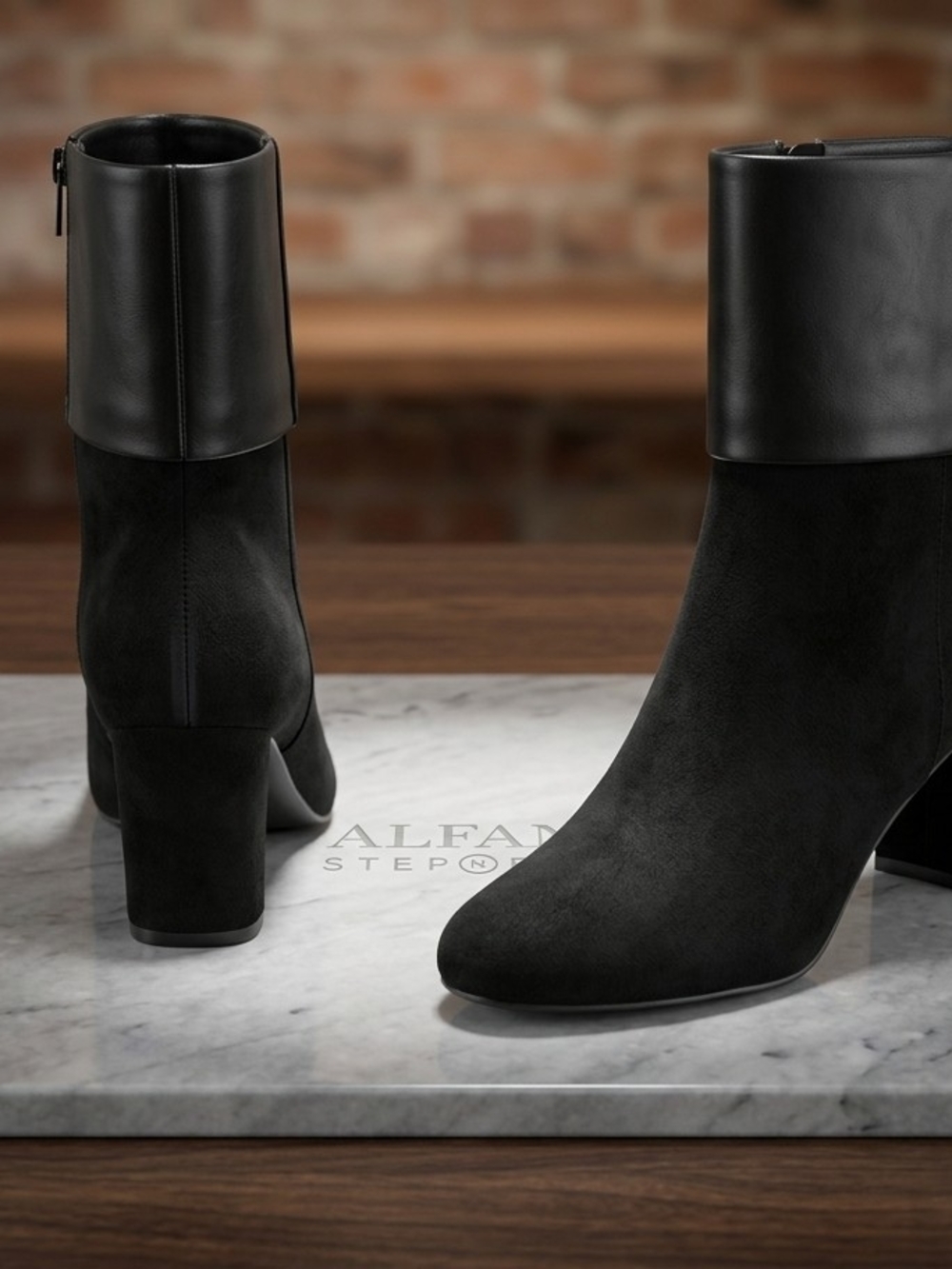 ALFANI Black Women's Fold-Cuff Ankle Boots